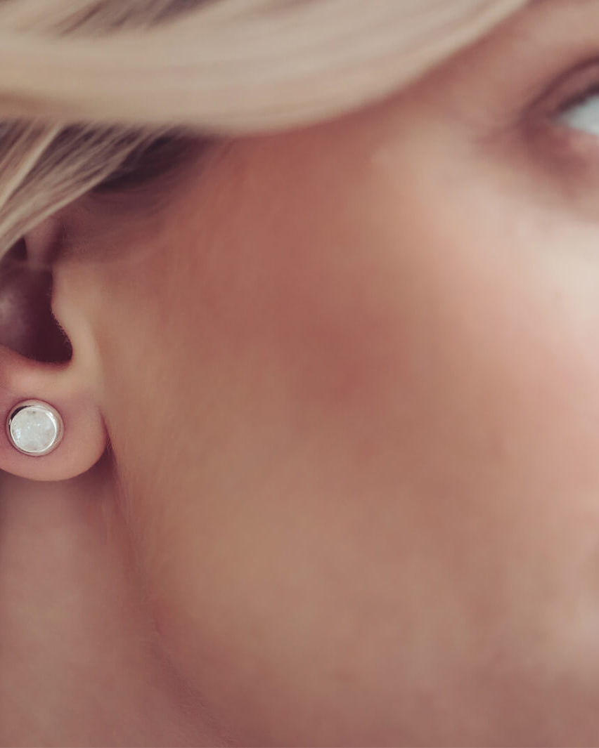 Cremation Ashes Round Earring Studs