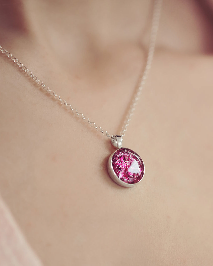 Cremation AshesRound Pendant Necklace