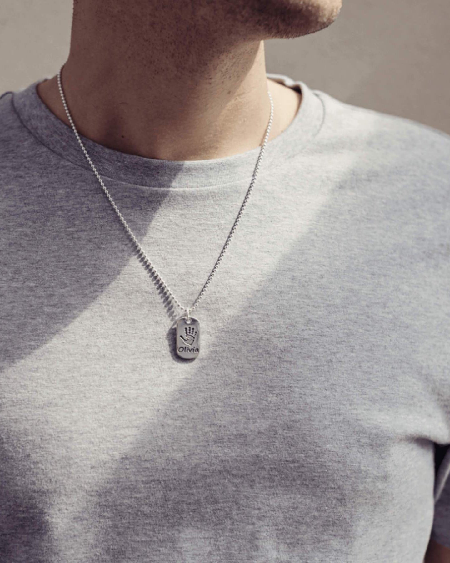 Handprint Or Footprint Dog Tag Necklace, One Print And One Name Necklace Handonheartjewellery