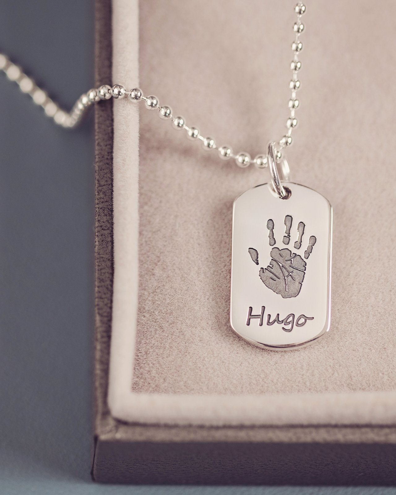Dog Tag Necklace with handprint