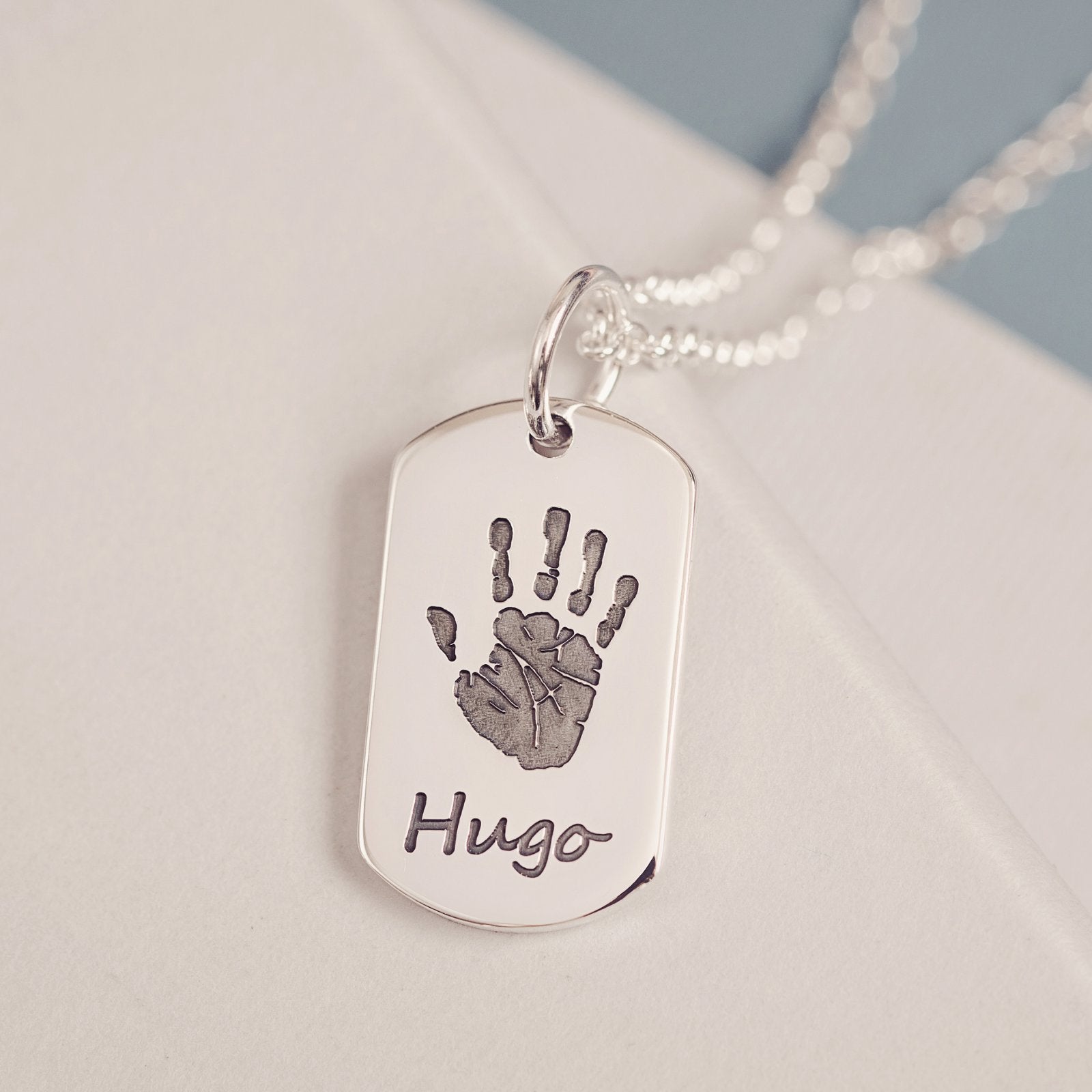 Dog Tag Handprint Necklace