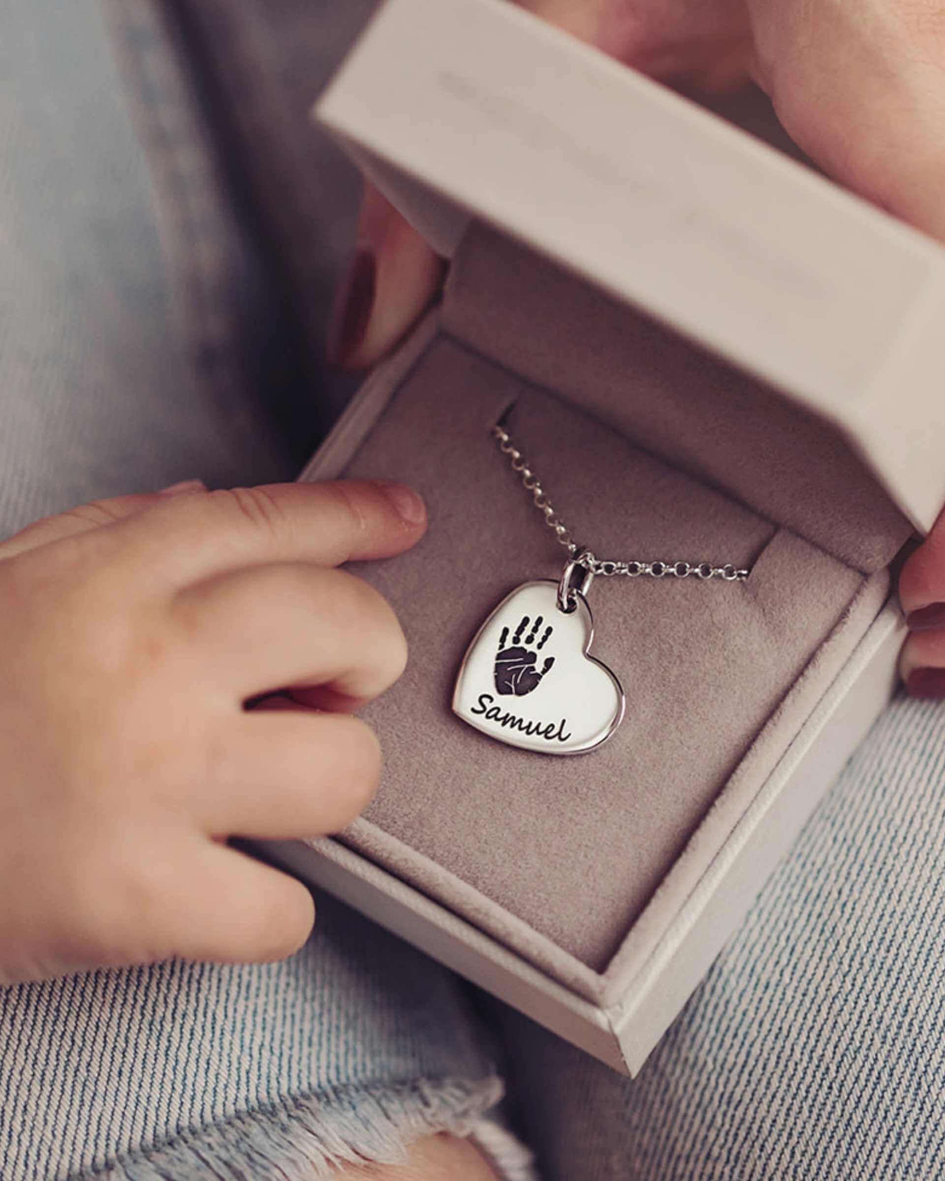 Large Heart Handprint Necklace