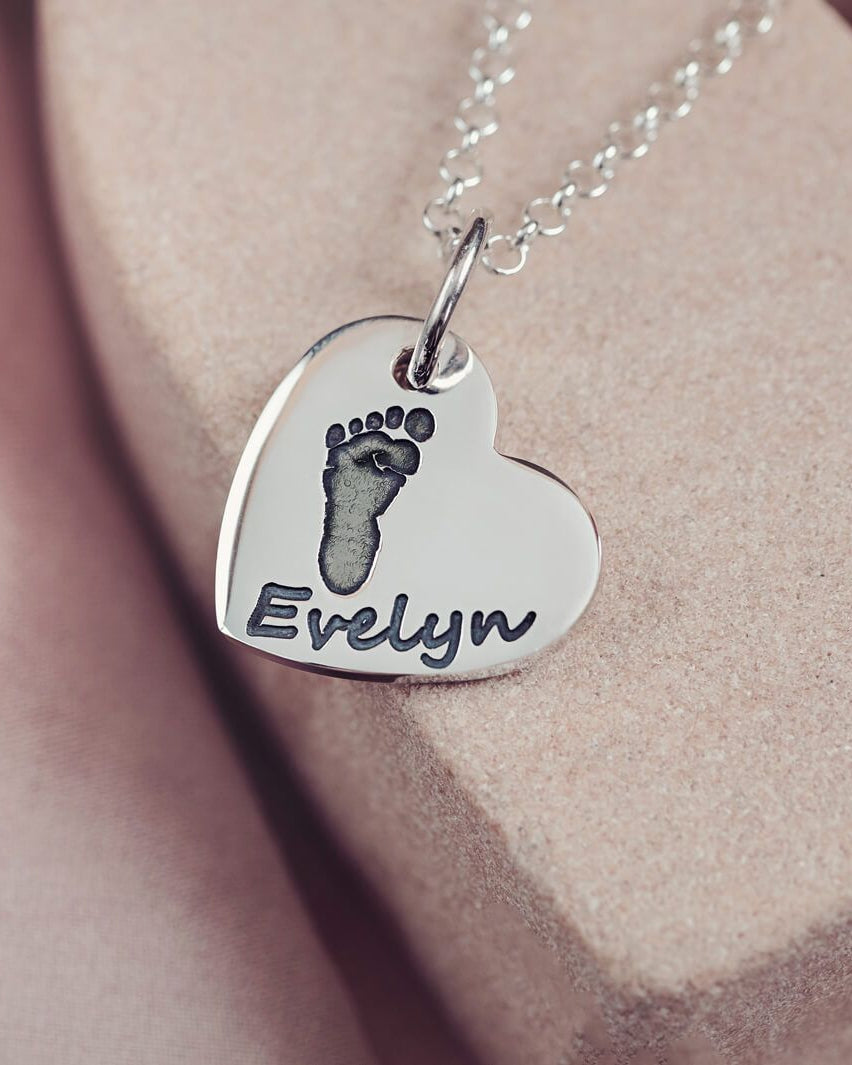 Footprint Small Heart Necklace
