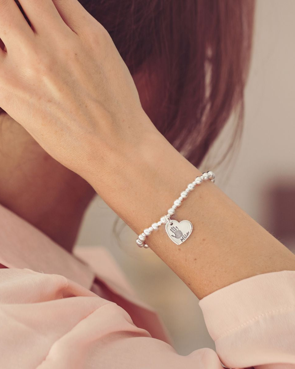 Handprint Silver Charm Bracelet