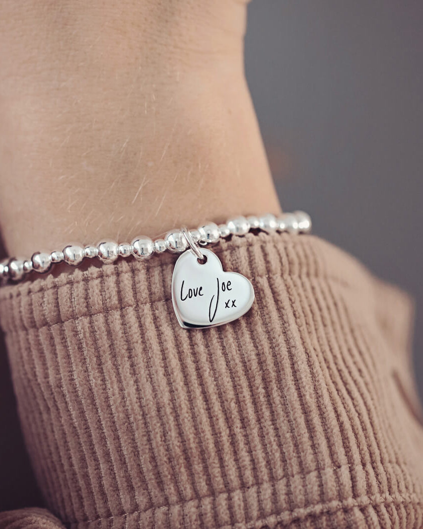 Handwriting Silver Charm Bracelet