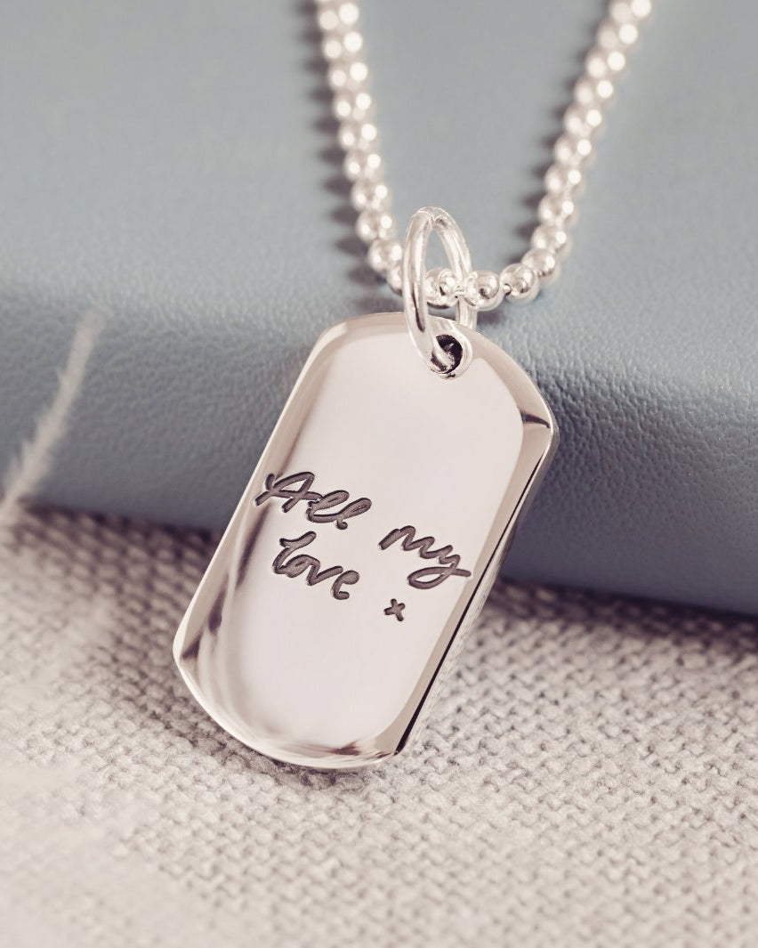Handwriting Dog Tag Necklace