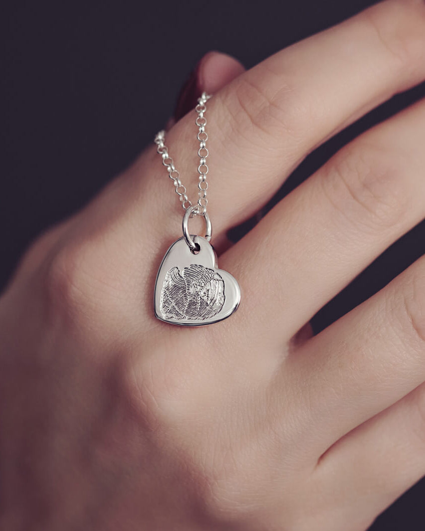 Memorial Fingerprint Heart Necklace