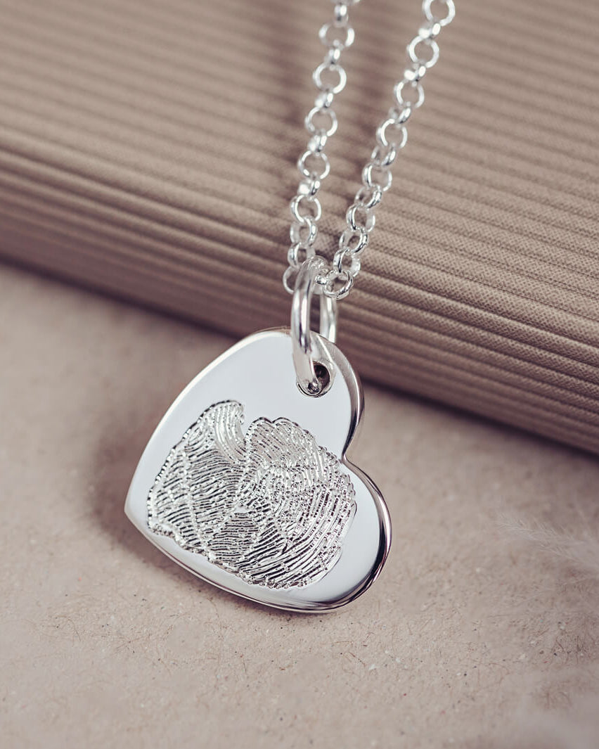 Memorial Fingerprint Heart Necklace