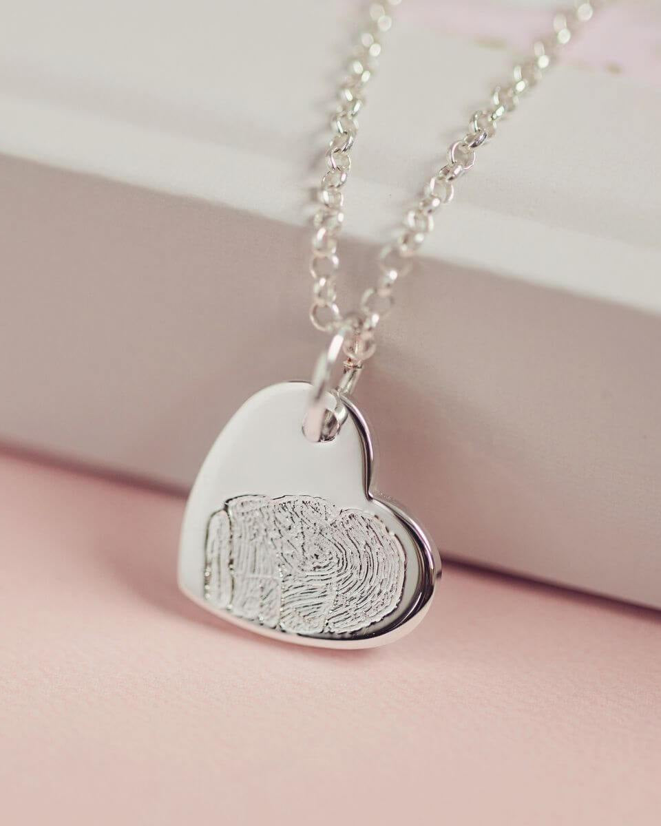 Memorial Fingerprint Heart Necklace Necklace Handonheartjewellery