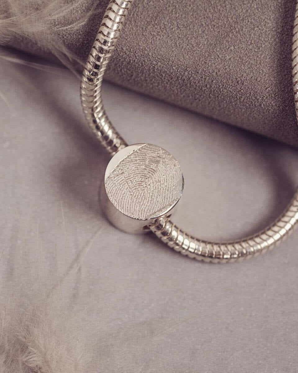 Memorial Fingerprint Round Charm Bead beads Handonheartjewellery