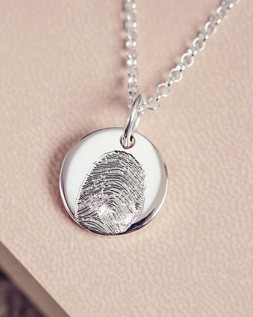 Memorial Fingerprint Round Necklace
