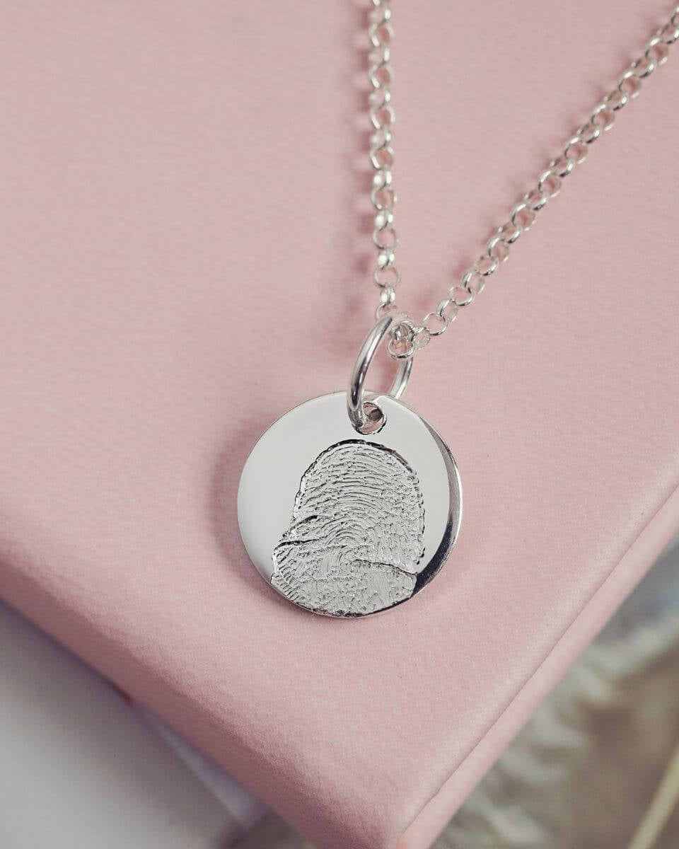 Memorial Fingerprint Round Necklace Necklace Handonheartjewellery