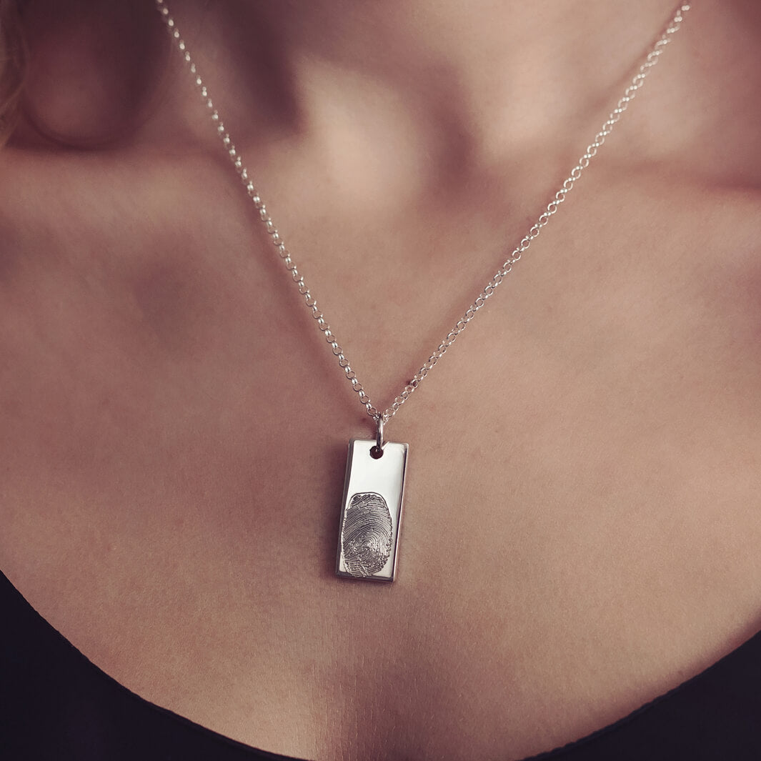 Memorial Fingerprint Tag Necklace