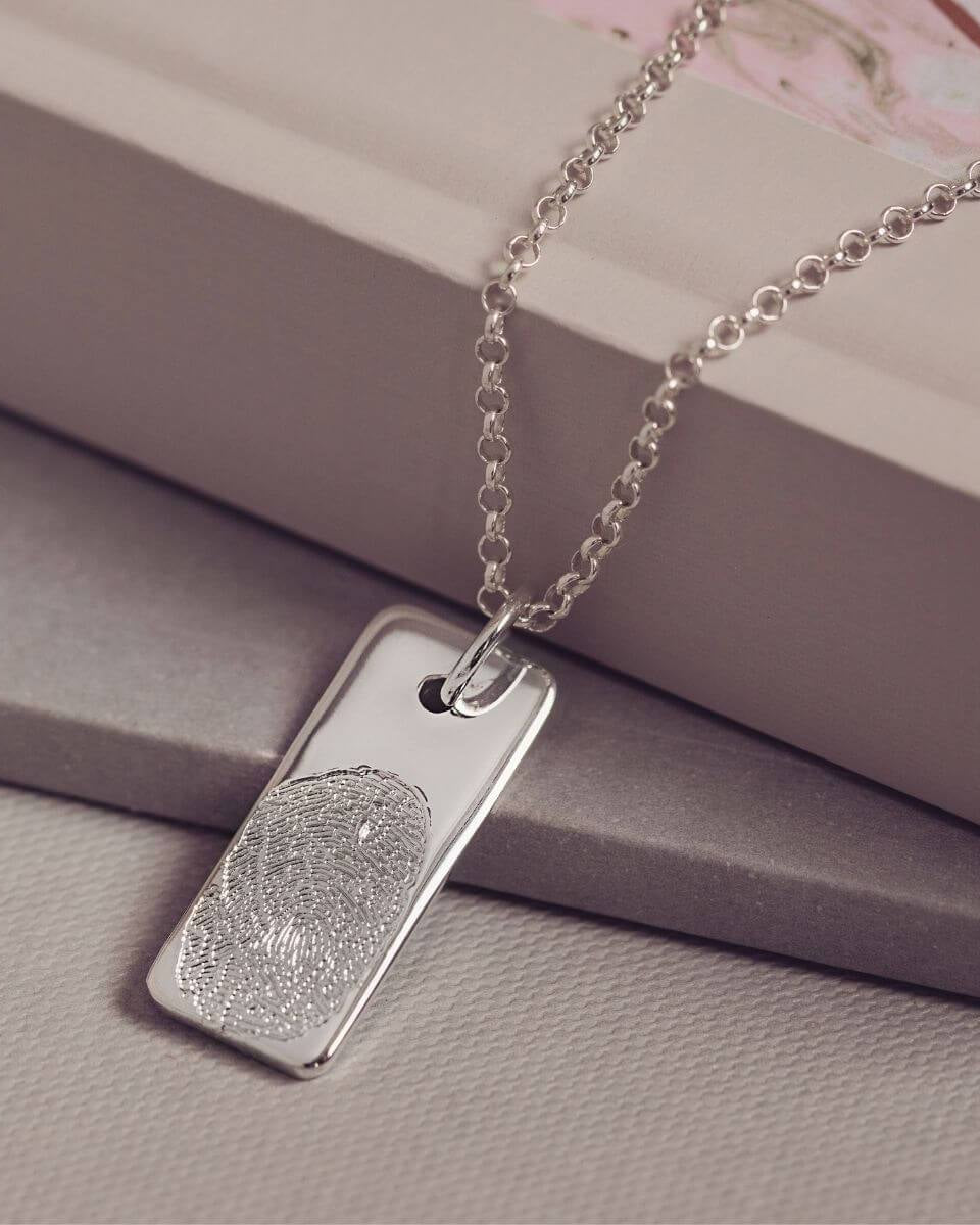 Memorial Fingerprint Tag Necklace Necklace Handonheartjewellery