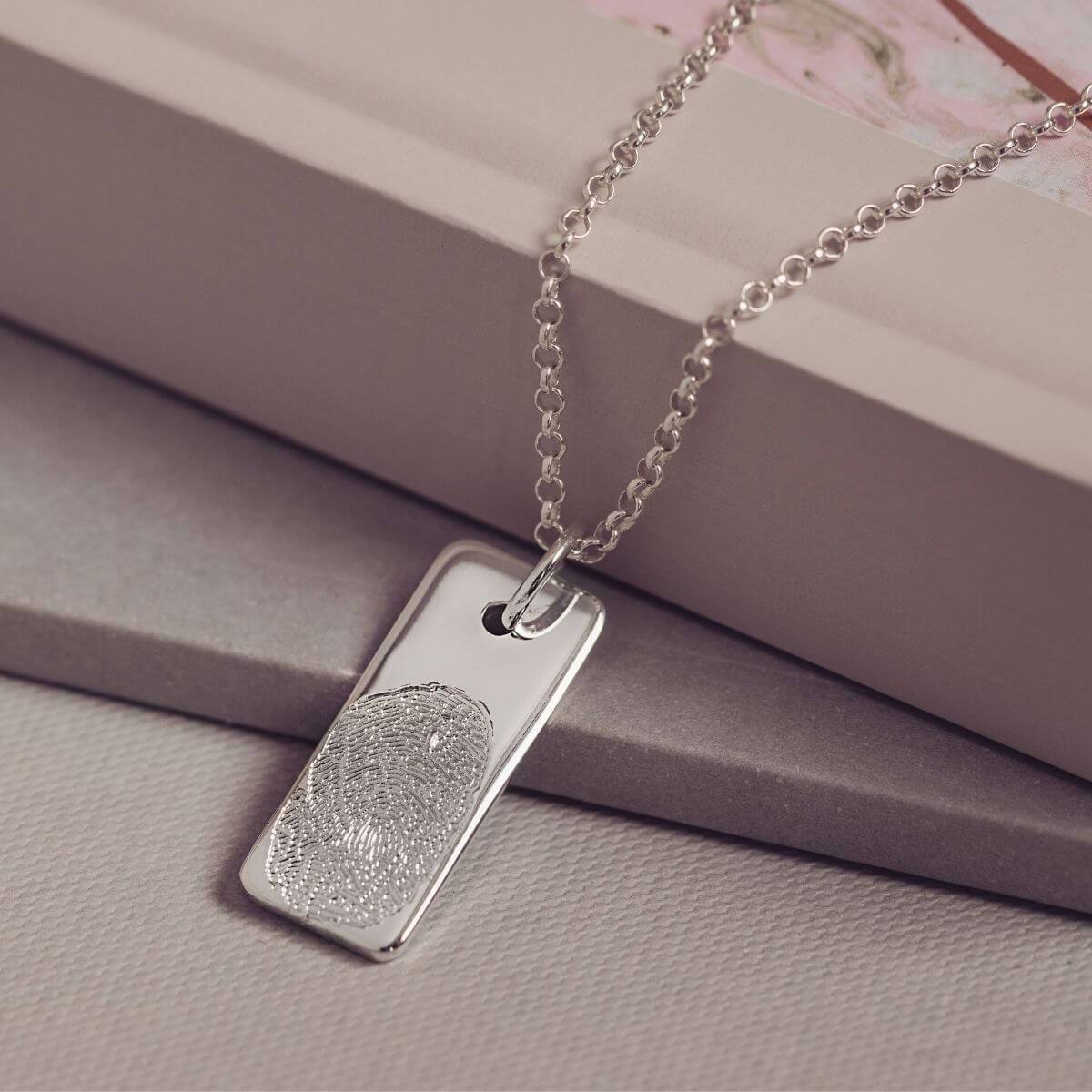 Memorial Fingerprint Tag Necklace Necklace Handonheartjewellery