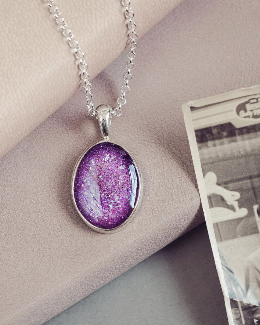 Memorial Hair Oval Pendant Necklace