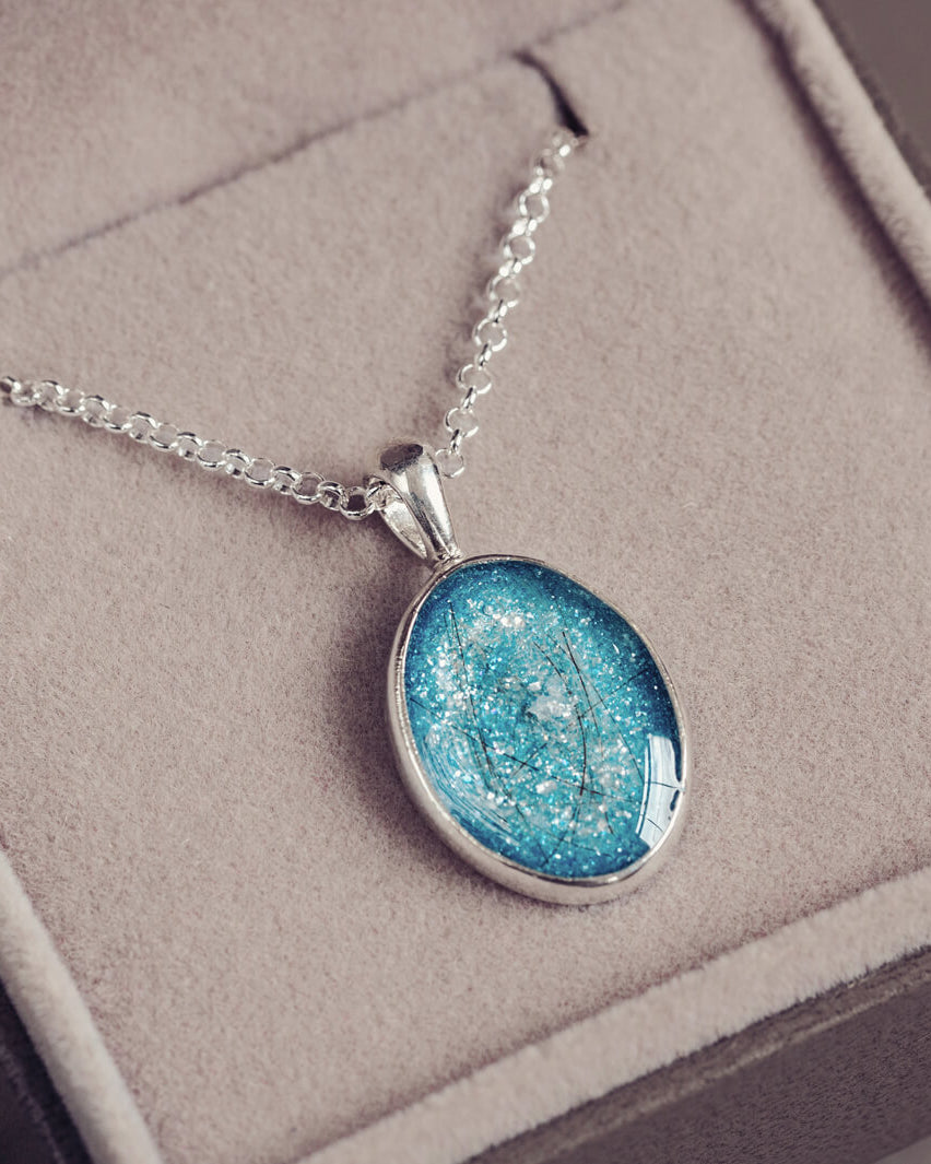 Memorial Hair Oval Pendant Necklace