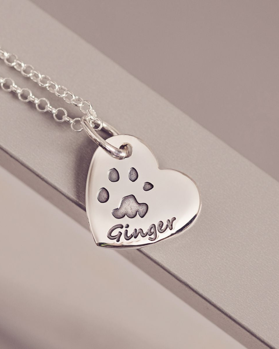 Pawprint Small Heart Necklace