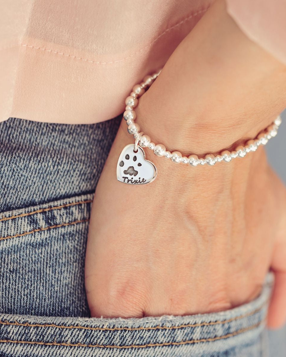 Pawprint Silver Charm Bracelet