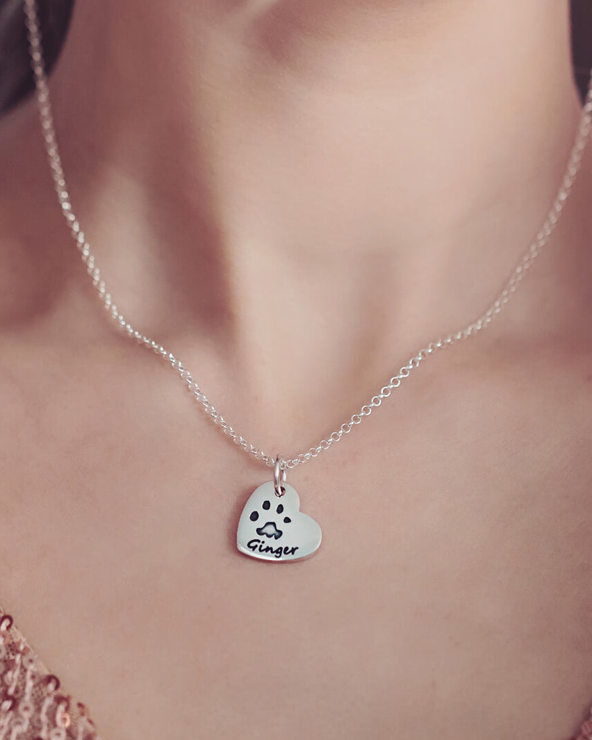 Pawprint Small Heart Necklace