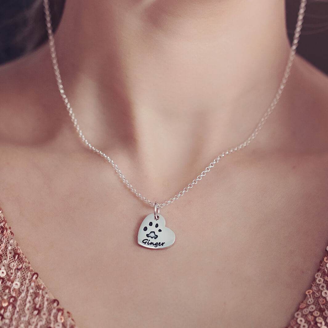 Small paw on sale print necklace