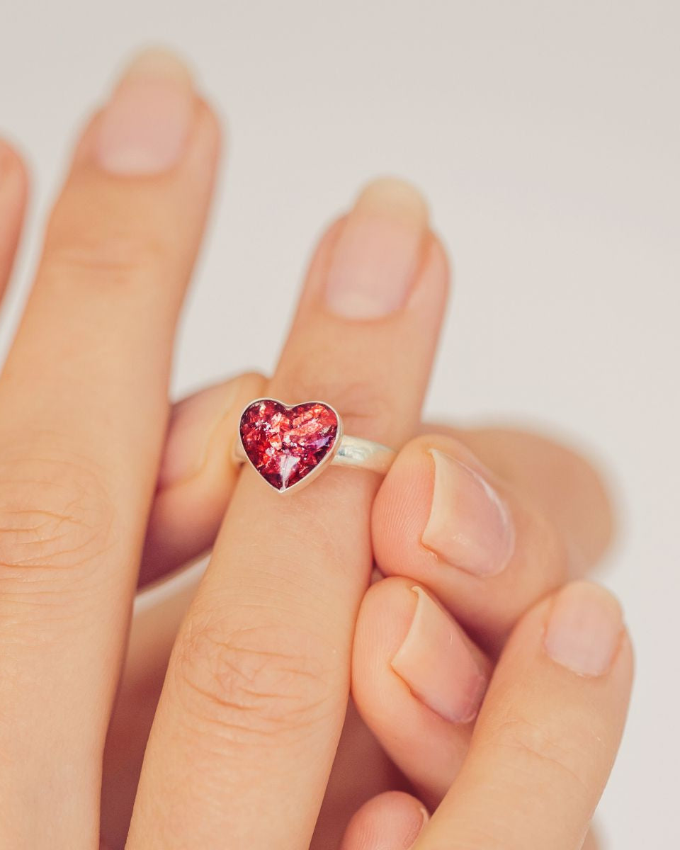 Cremation Ashes Heart Ring