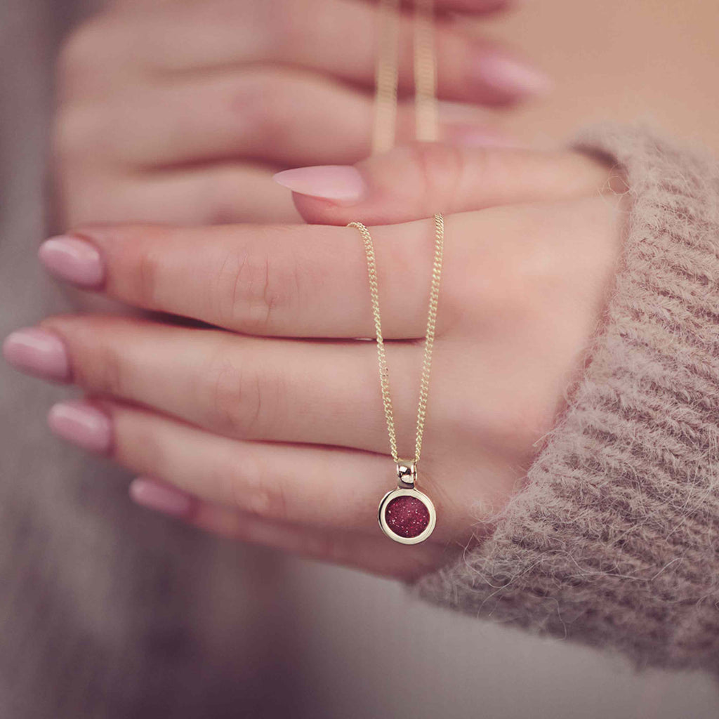 Gold Cremation Ashes Small Round Necklace