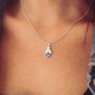 Sterling Silver Angel Pendant, containing cremation ashes and blue crystal