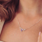 Cremation Ashes Eternal Marquise Necklace, on a silver chain, worn on a ladies neck