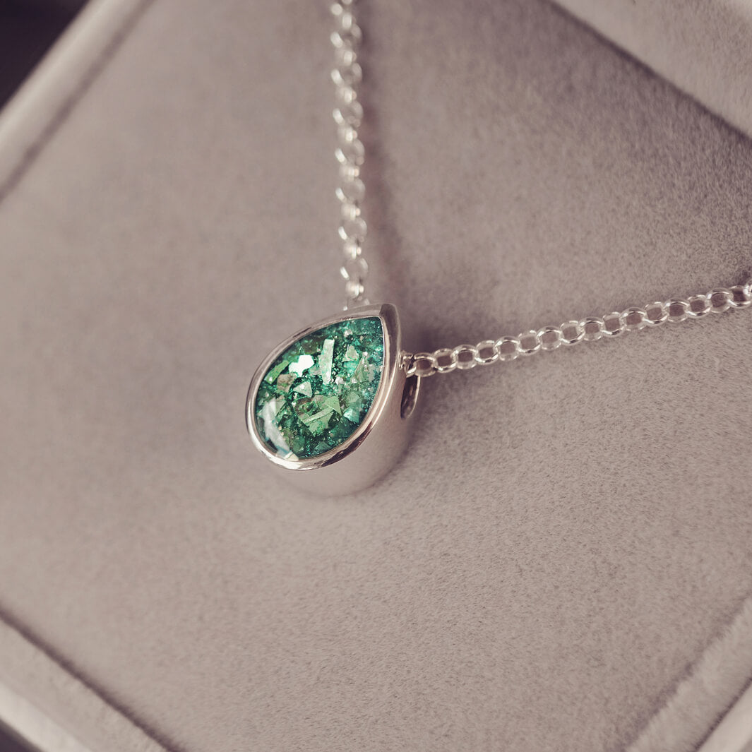 Cremation Ashes Floating Peardrop Necklace
