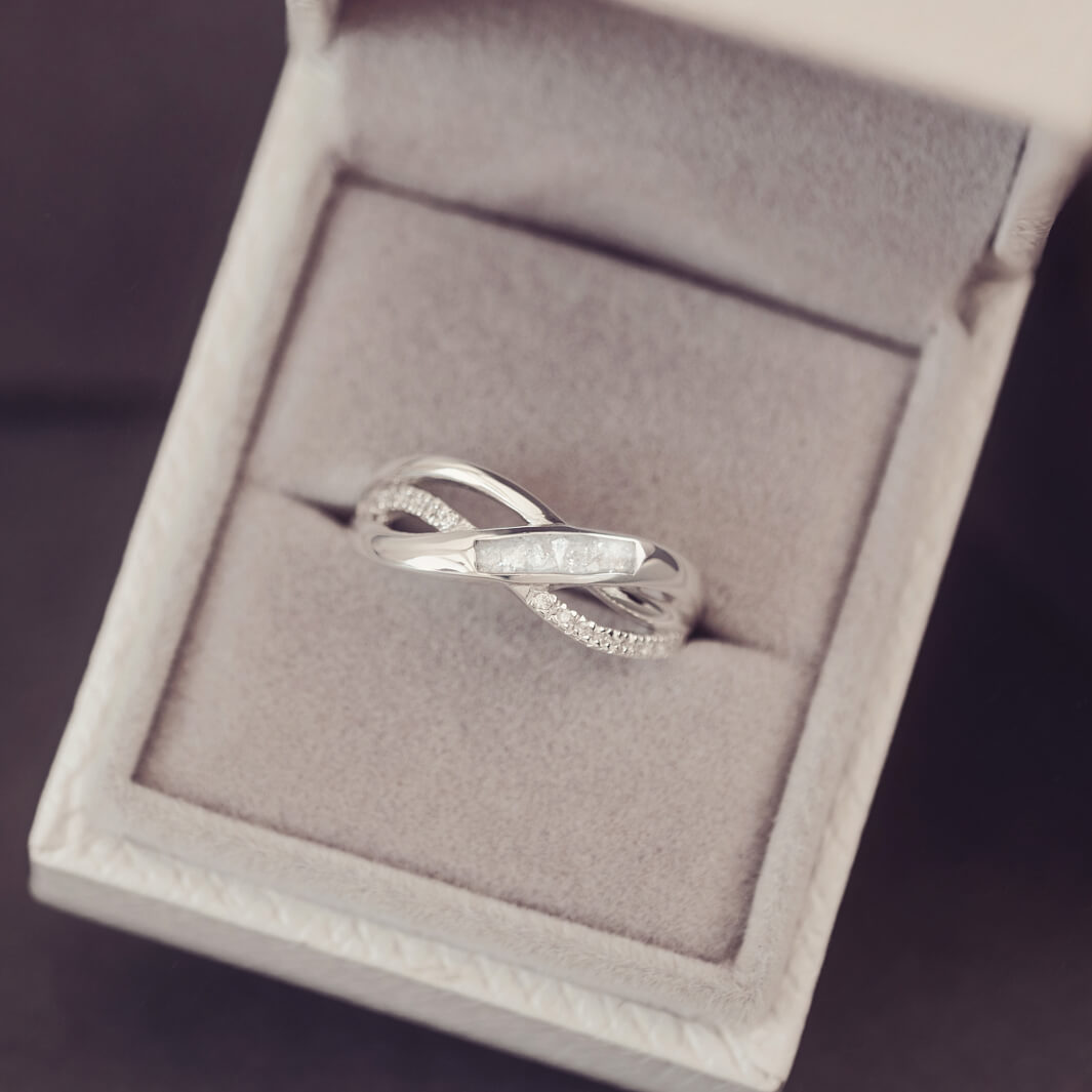 sterling silver & cubic zirconia sterling silver ring, made with cremation ashes
