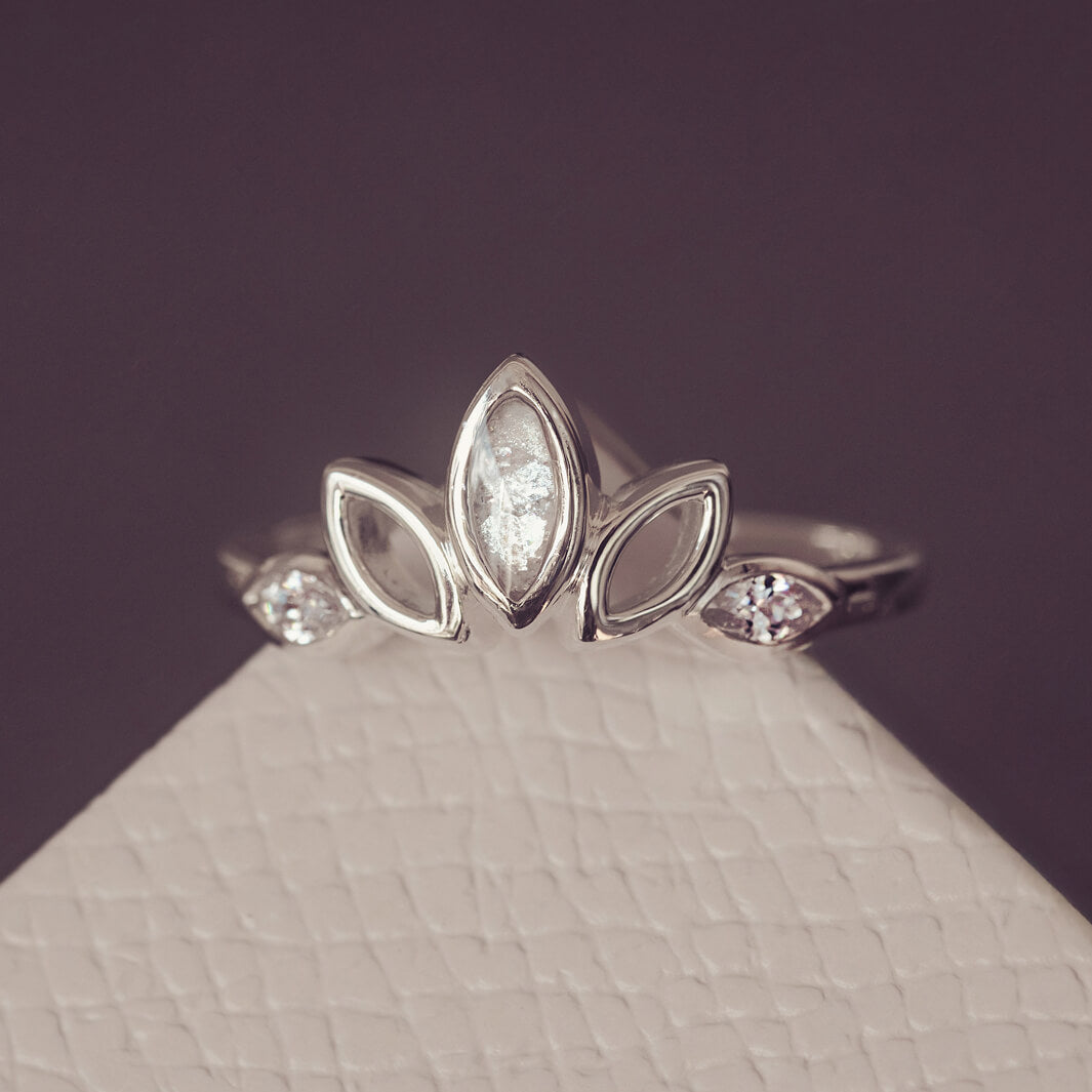 Sterling Silver Ring, created with your loved ones ashes, with Cubic Zircona gemstones