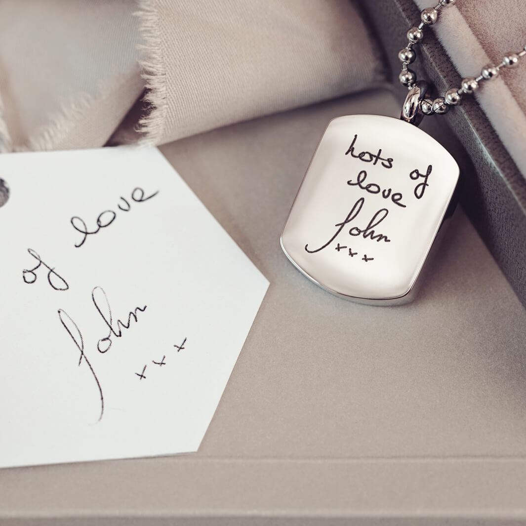 Handwriting Dog Tag Ashes Urn Necklace