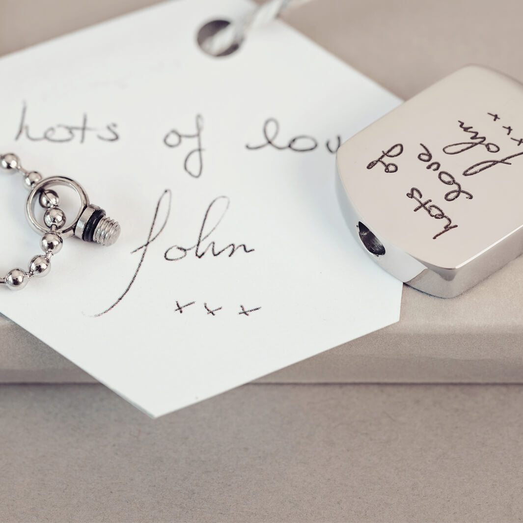 Handwriting Dog Tag Ashes Urn Necklace