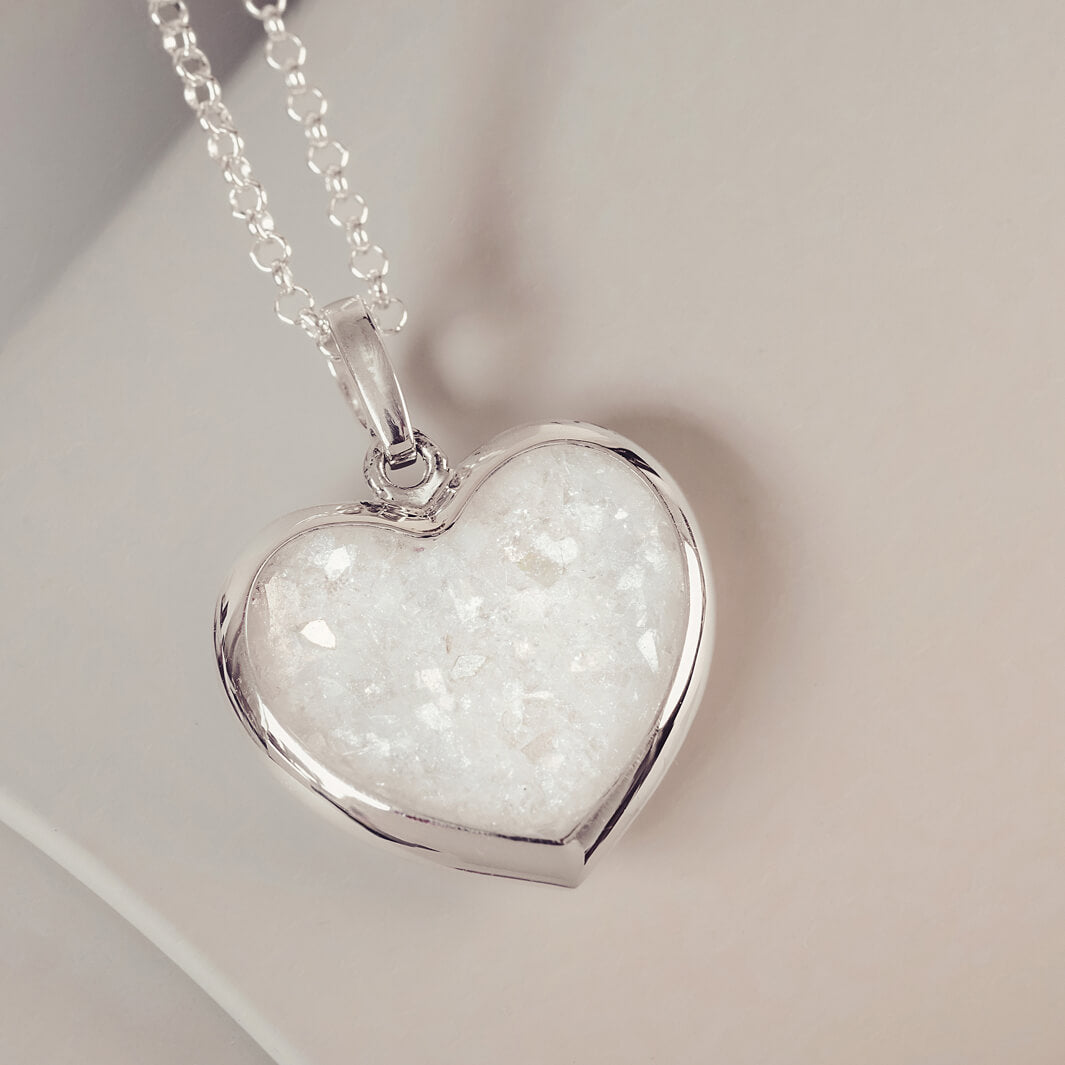 Silver heart clearance necklace for ashes