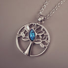 Silver Tree of Life Necklace with blue section to hold cremation ashes