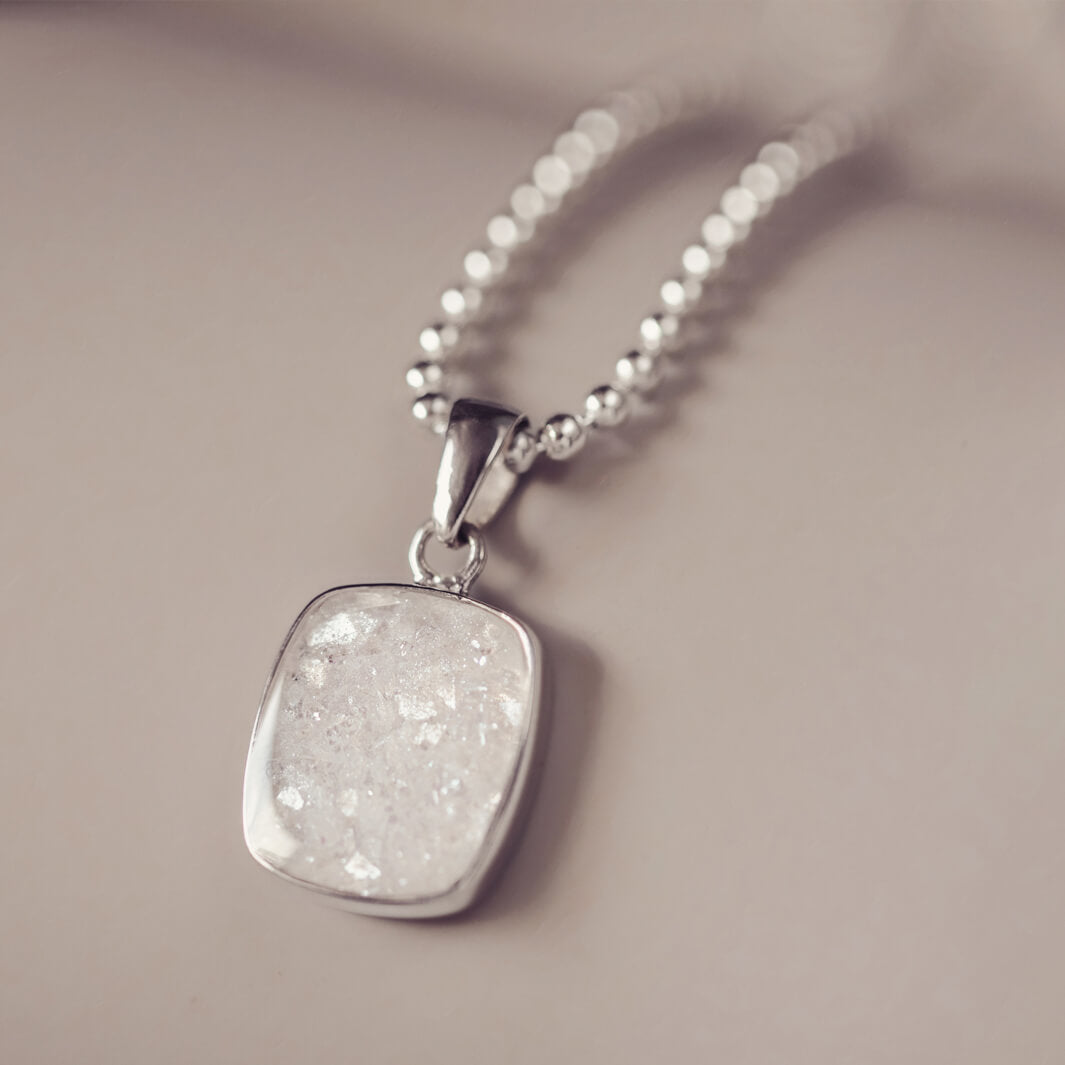 Mens Cremation Ashes Square Tag Necklace