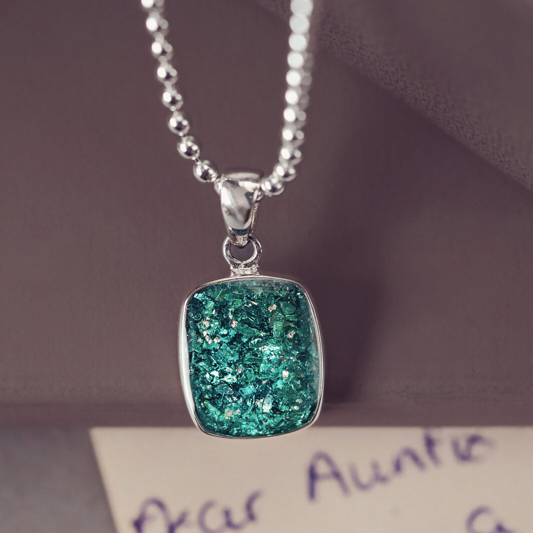 Mens Cremation Ashes Square Tag Necklace