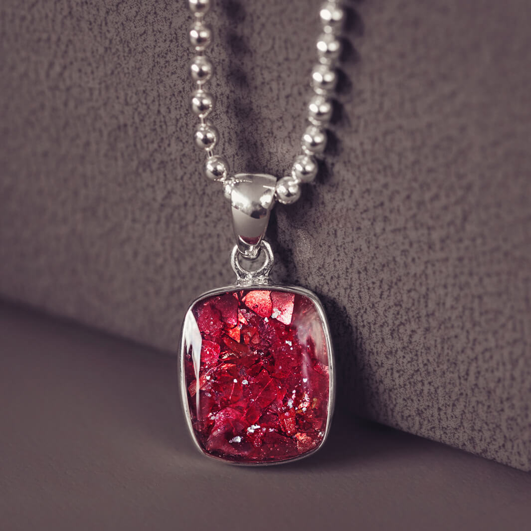 Mens Cremation Ashes Square Tag Necklace