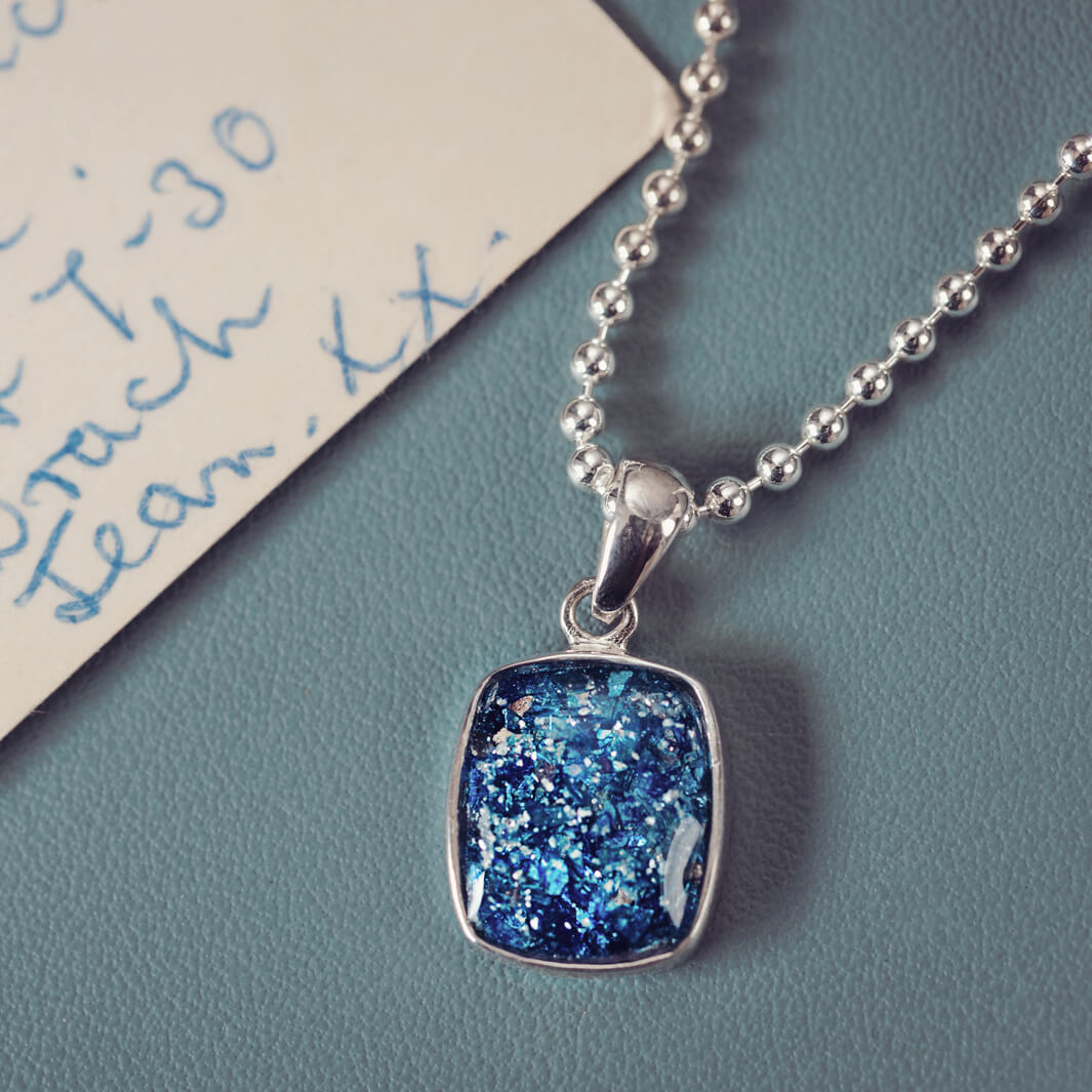 Mens Cremation Ashes Square Tag Necklace