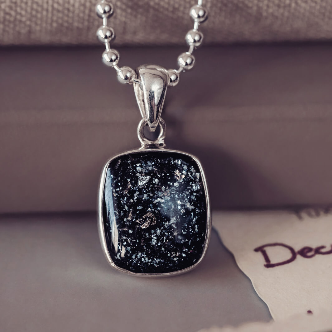 Mens Cremation Ashes Square Tag Necklace