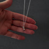Demo video of womans hands with pink nails showing how to fill a silver hourglass urn necklace pendant. it shows her unscrewing the bottom of the pendant with a screwdriver and using a funnel to fill the hourglass with cremation ashes. the screw is then screwed back on and the necklace is displayed in a grey jewellery box. 