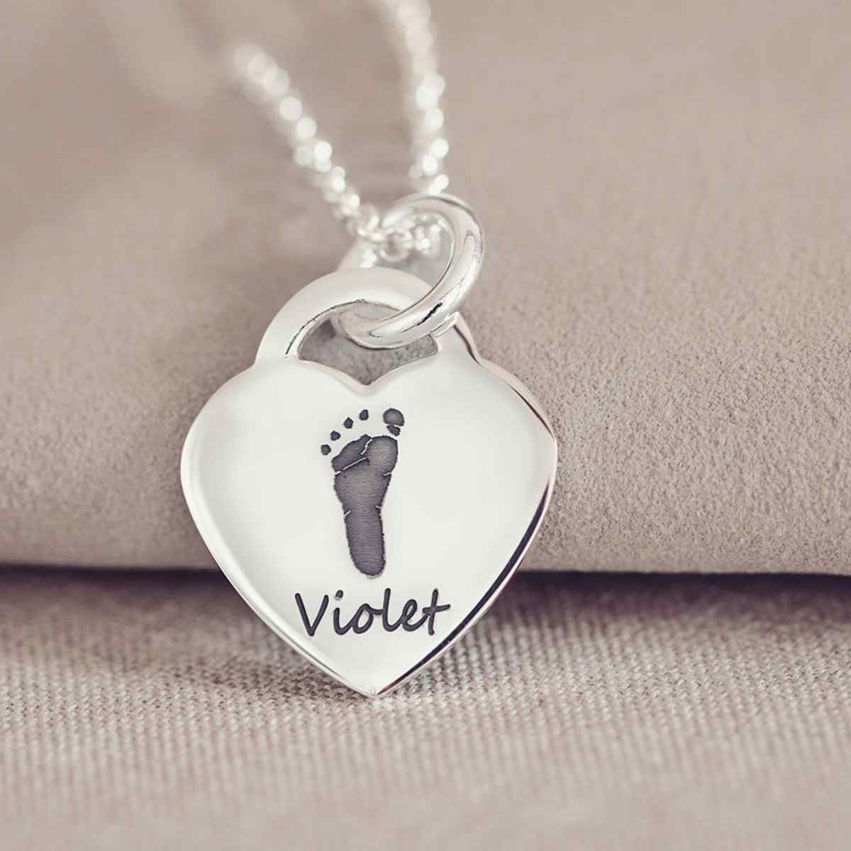Handprint Or Footprint Lock Heart Necklace