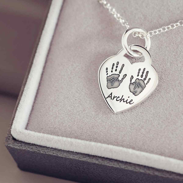 Handprint Heart Necklace With Your Children s Handprints