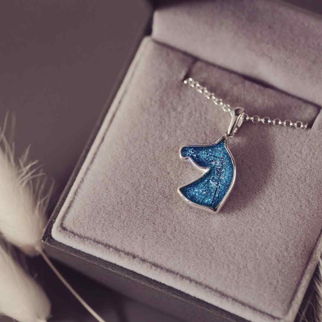 Horse Silhouette Necklace with horse hair