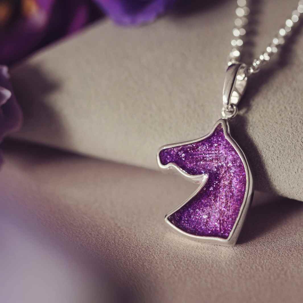 Horse Silhouette Necklace with horse hair