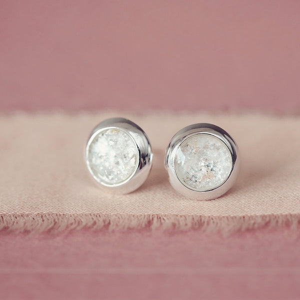 cremation ashes round earring studs 1 grande