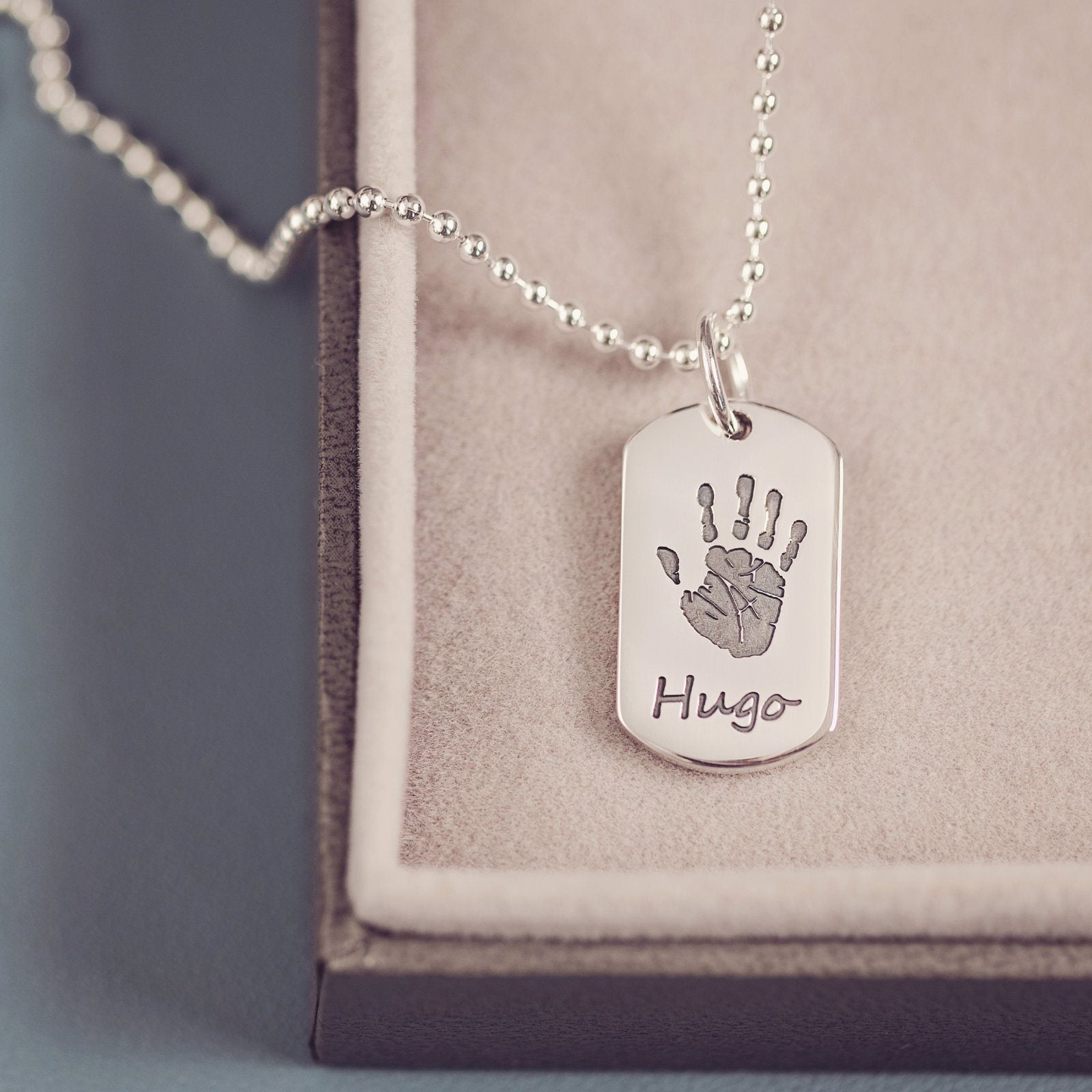 Dog Tag Necklace with handprint