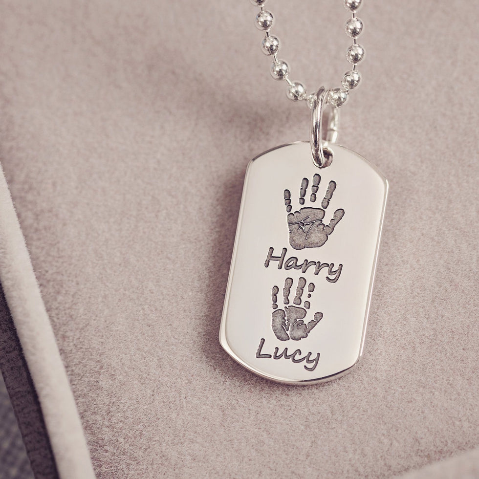 Handprint Necklace for Him or Her | Their Actual Handprints! – Hand on ...