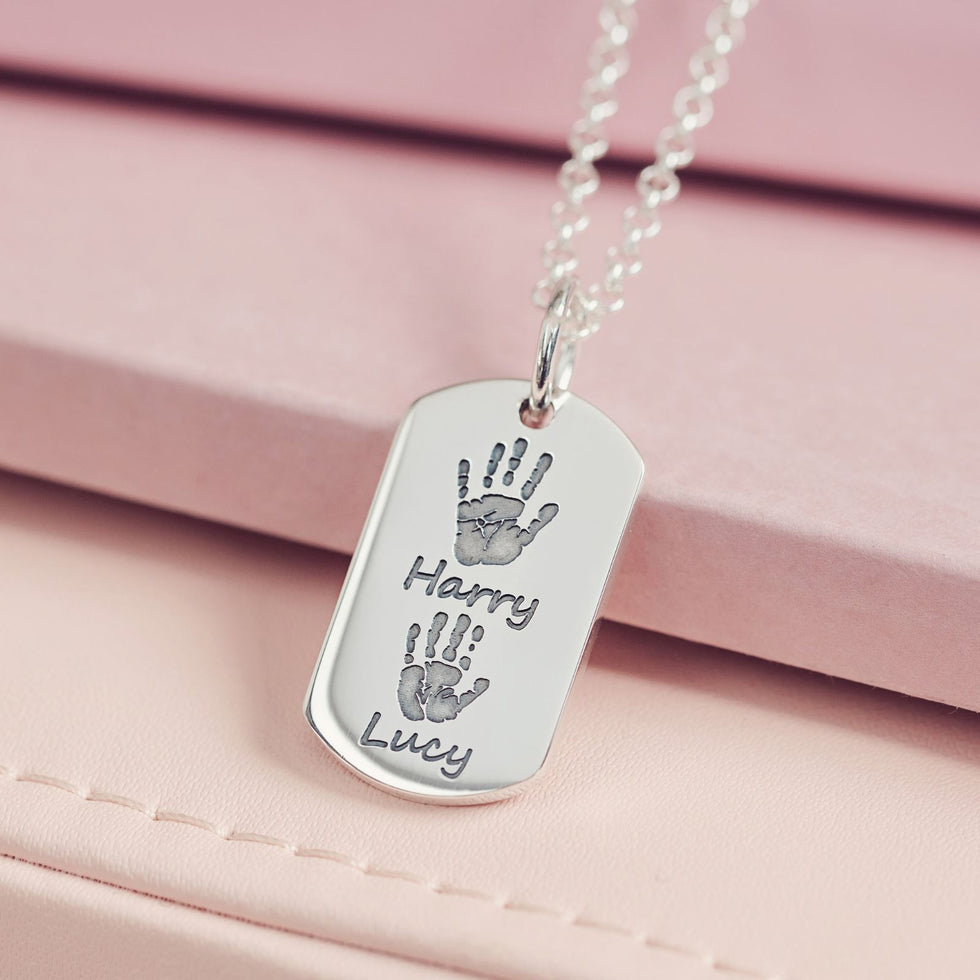 Handprint Necklace for Him or Her | Their Actual Handprints! – Hand on ...